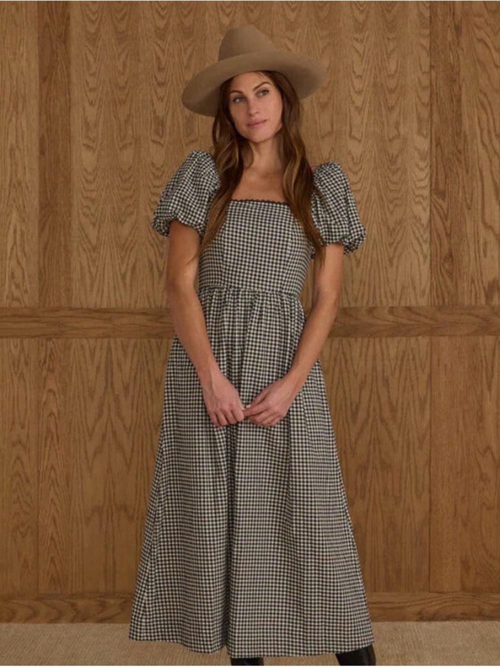 NWT Rylee + Cru Chiara Black Gingham Maxi - size Small